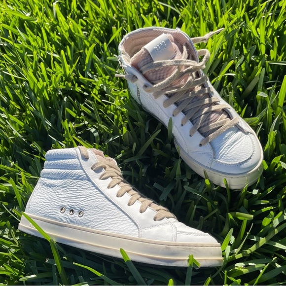 P448 high top white patent leather sneakers size (38) US SIZE 7.5 - 8 womens - Picture 2 of 14